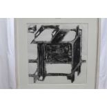 Ron Sims (1944-2014) signed monoprint - Sculptural Elephant Forms, 45cm x 44cm, in glazed frame