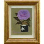 *Mary Fedden (1915-2012) oil on board - Lilac Rose, signed and dated 1990, 20cm x 16cm, in glazed