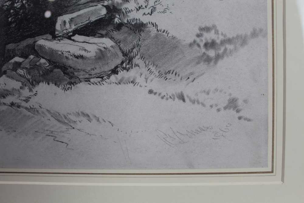 Robert Leman (1799-1863) pencil and black chalk, landscape study, signed and dated 1860 - Image 3 of 12