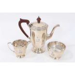 Three piece silver bachelors coffee set