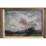 Manner of John Constable, oil on canvas laid on board - Extensive Landscape, in glazed gilt frame