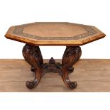 Fine quality 19th century marquetry inlaid burr wood centre table