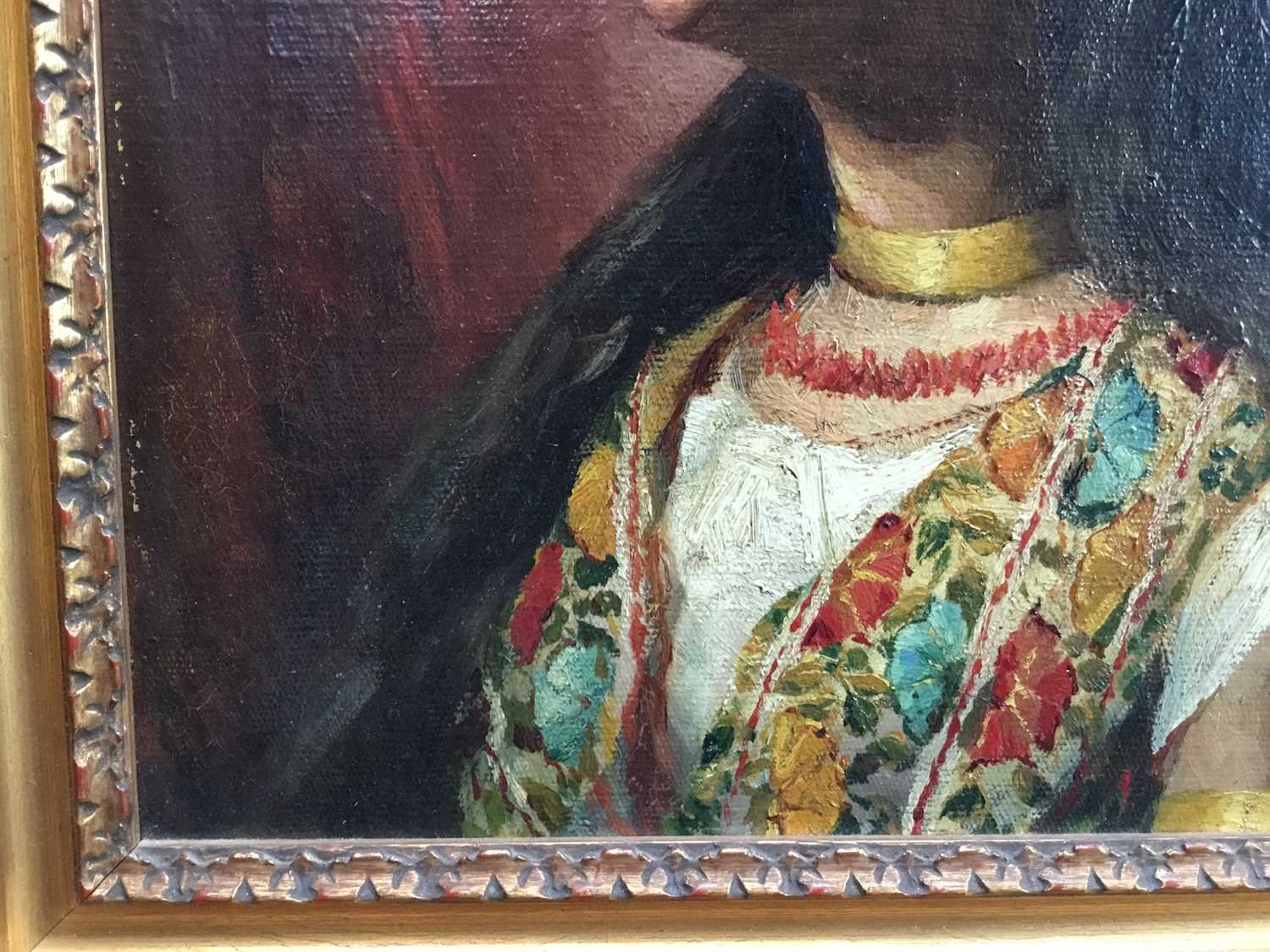Late 19th century Orientalist School oil on canvas - portrait of a Sicilian Beauty, apparently unsig - Image 2 of 7