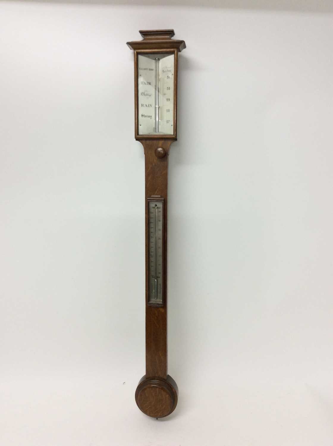 Elliott Bros. Victorian stick barometer in oak case