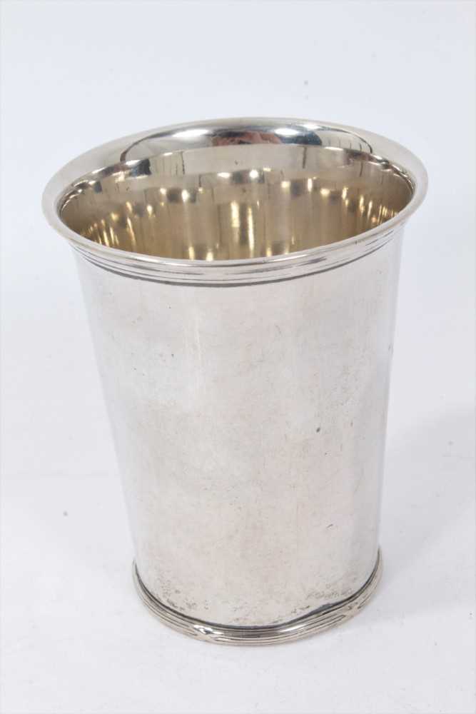 Dutch silver beaker of tapered form with flared rim and engraved inscription. - Image 2 of 4