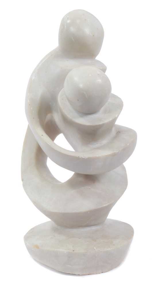 Manner of Barbara Hepworth, carved alabaster - Mother and Child