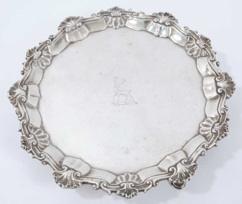 18th century provincial Irish silver salver, marked ‘Walsh, Sterling’ (Stephen Walsh, Cork).