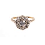 Diamond flower head cluster ring