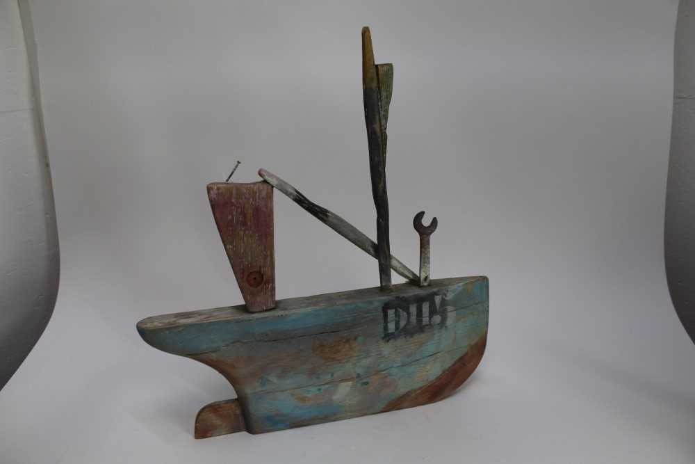 *Derek Nice (b.1933) painted wooden sculpture - Fishing Boat, signed and dated 1997 - Image 3 of 5