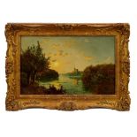 Edmund John Niemann 1813 - 1876 "On The River Wye", oil on canvas, signed, in gilt frame, gallery