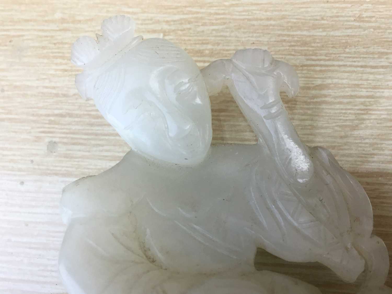 Good Chinese carved jade figure, together with a carved jade bi-disc - Image 24 of 28