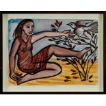 Eileen Cooper (b.1953) watercolour, ink and pastel - Dove 2016, signed, in glazed frame Provenance