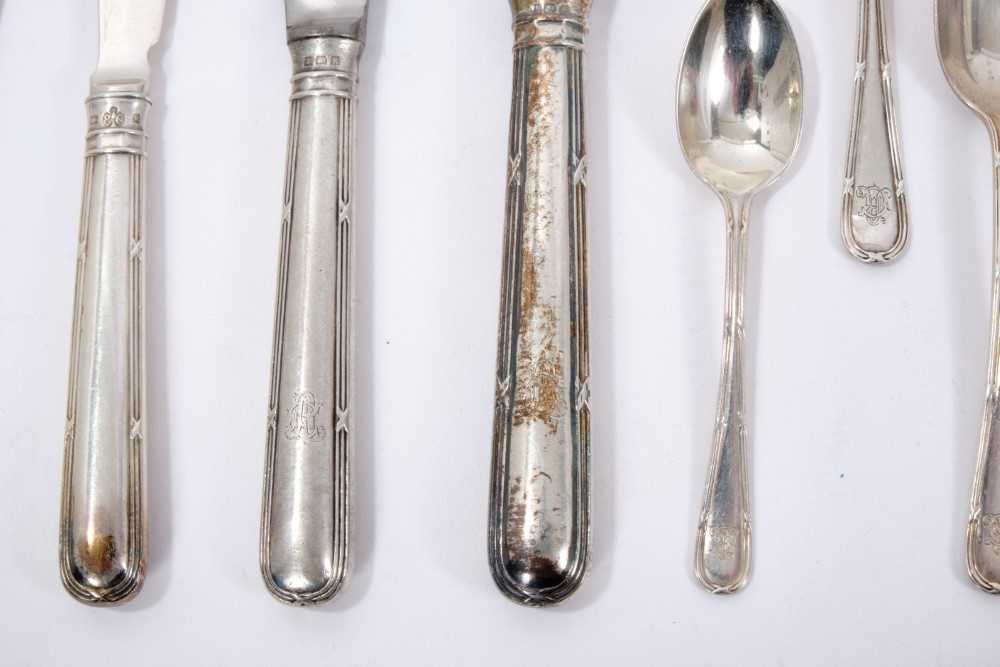 Edwardian silver canteen by Elkington & Co, approximately 166 oz of weighable silver - Image 4 of 7