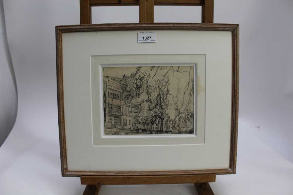 *Ruskin Spear, pencil and brown chalk with colour notes, 'Berkeley Square', signed, inscribed to lab - Image 2 of 12