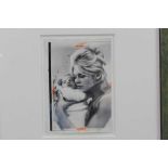 Vintage gelatin silver print - Bardot cuddles her two-day old son, Nicholas, in glazed frame Pro