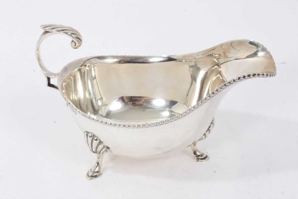 Silver sauceboat together with a cream jug - Image 7 of 8