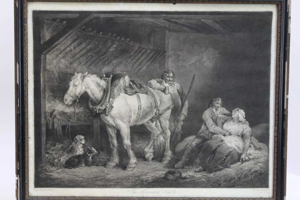 Late 18th century mezzotint by W. Ward after George Morland - The Country Stable, published 1792 by