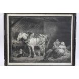 Late 18th century mezzotint by W. Ward after George Morland - The Country Stable, published 1792 by