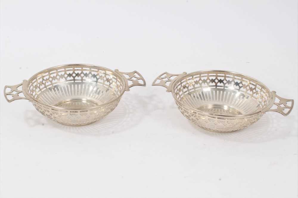 Pair of George V silver Bonbon dishes with pierced decoration
