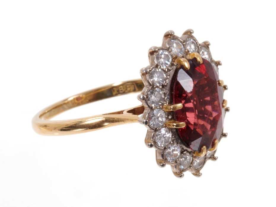 Diamond and garnet cluster ring - Image 2 of 3