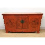 Chinese red lacquered cabinet