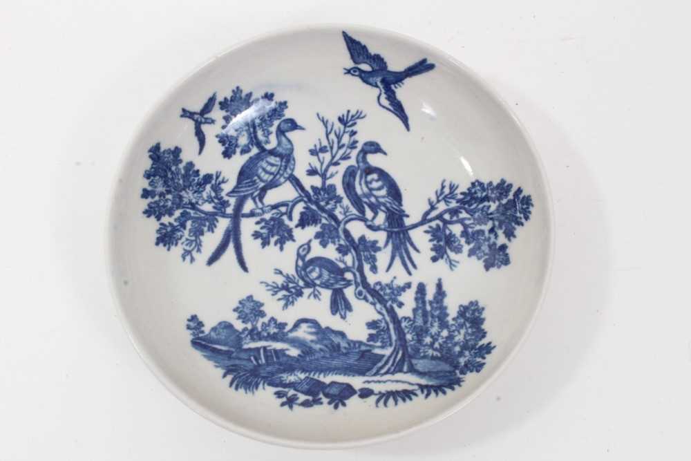 Worcester tea bowl and saucer, circa 1775, printed with the Birds in Branches pattern, the saucer me - Image 2 of 8
