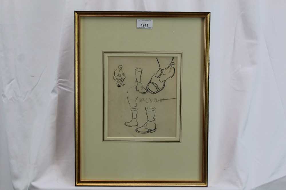 Early 20th , English School, pencil sketches - 'Mr C's Boot', sketches verso, 20cm x 17cm, in glazed - Image 2 of 4