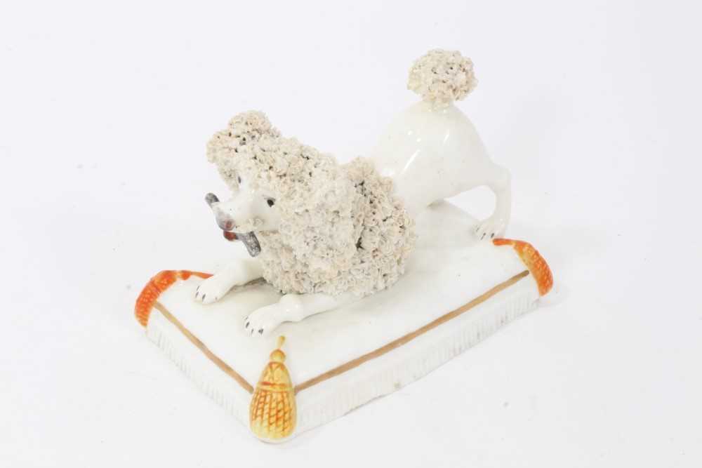 Staffordshire porcelain model of a begging poodle, circa 1830-40