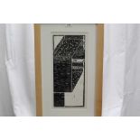 Ron Sims (1944-2014) signed limited edition woodcut - Abstract Image III, 1/25, 43cm x 20cm in glaze