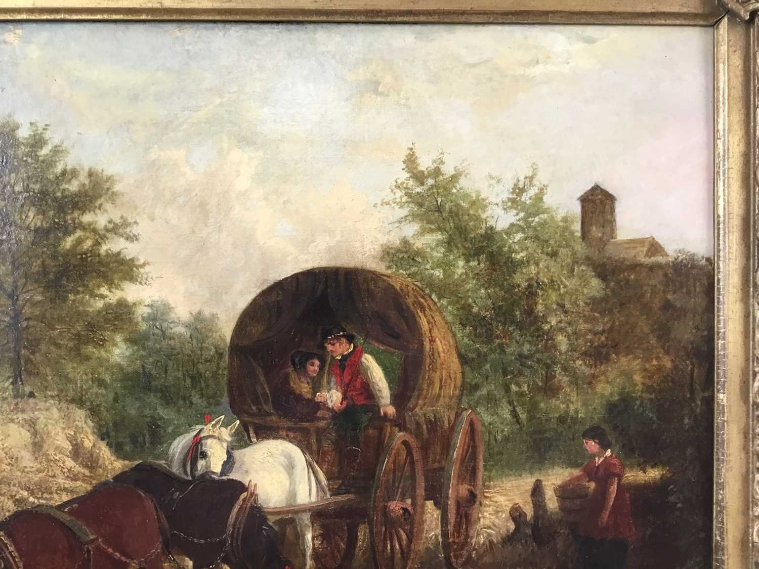 Thomas Smythe - oil on canvas - horse drawn wagon crossing stream - Image 4 of 7