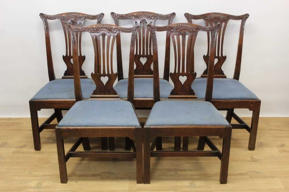Set of five George II mahogany dining chairs