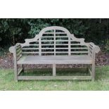Lutyens style teak garden bench