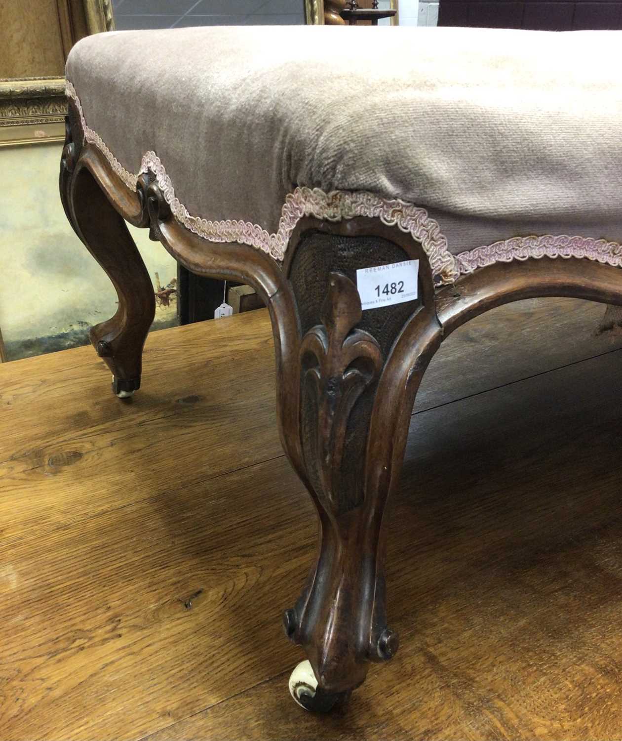 Large mid Victorian walnut stool - Image 3 of 5