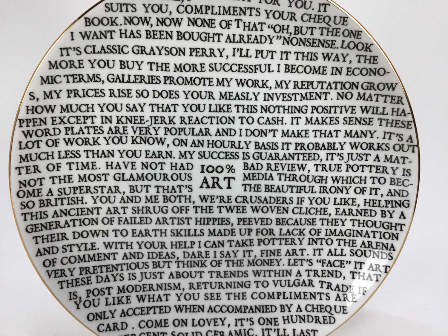 *Grayson Perry RA (b.1960) '100% Art Plate', 2020, fine china plate, with artist's seal printed to b - Image 5 of 6