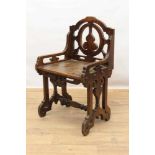 Victorian walnut hall seat