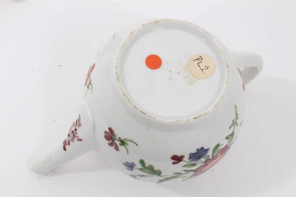 Rare Plymouth teapot, circa 1768-70, of small size, polychrome painted with flowers, with Bristol co - Image 5 of 5