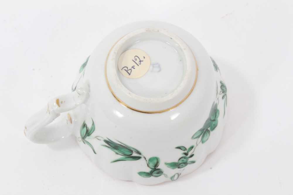 Bristol cup and saucer, circa 1772-75, decorated in green enamels with swags of flowers, with gilt r - Image 7 of 10