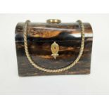 Victorian coromandel stationery box, with brass-mounted rope twist decoration and inset jasperware p