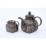 Chinese silver teapot and jug