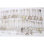 selection of 19th century fiddle pattern flatware 45 pieces