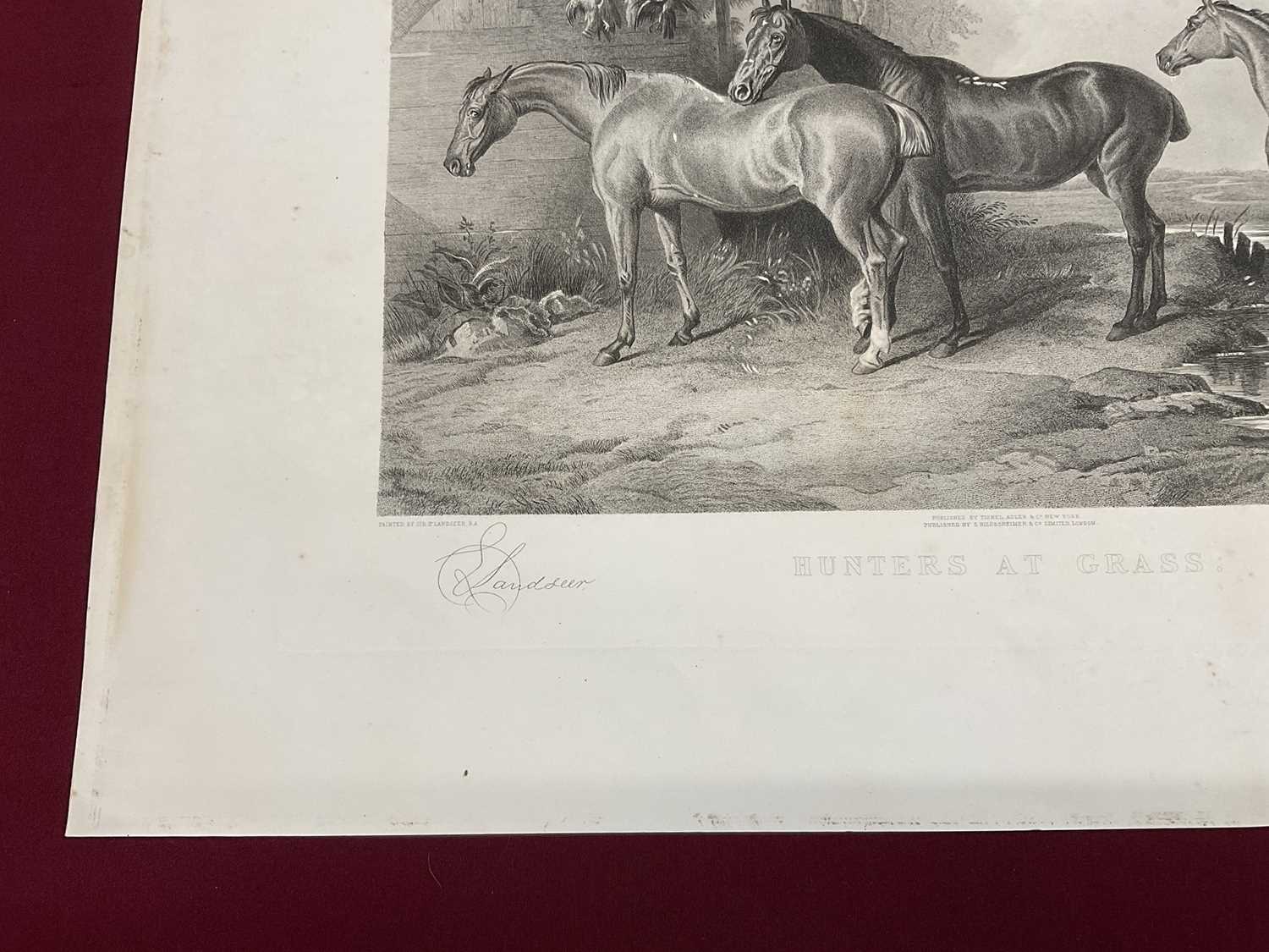 19th century engraving by George Zobel after Sir Edwin Landseer - Hunters at Grass, published by Fis - Image 2 of 6