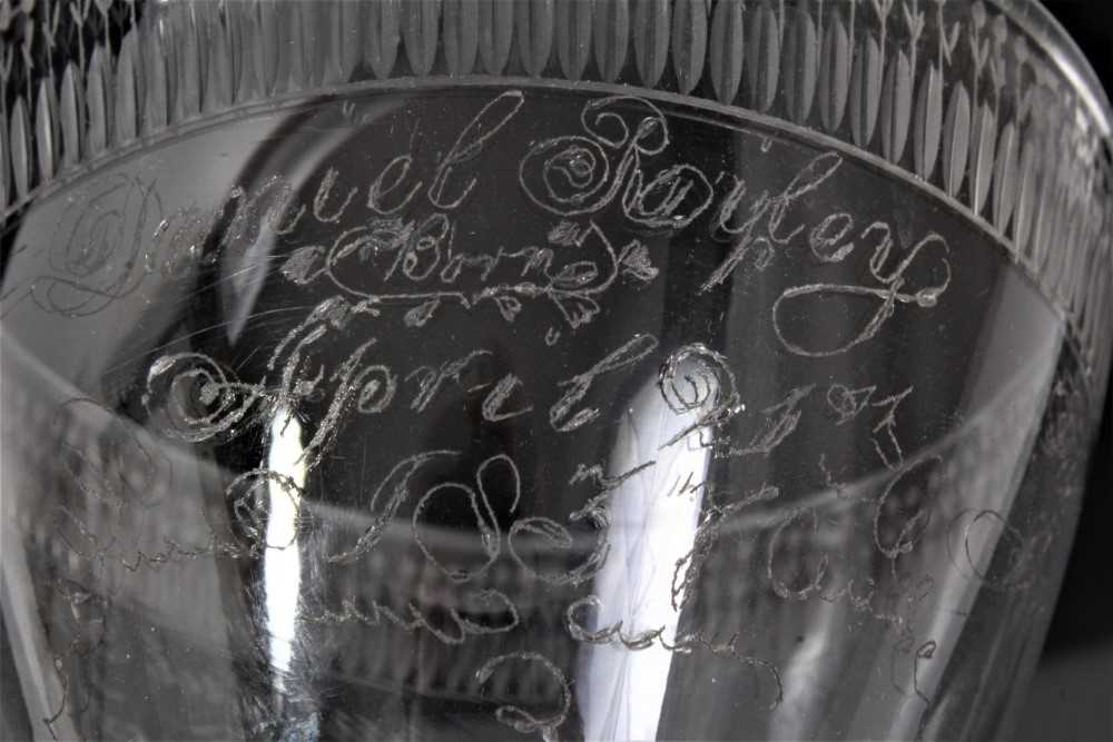 Late 18th century unusual glass rummer with engraved message - Image 6 of 6