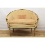Late 19th / early 20th century French cream painted bergère suite