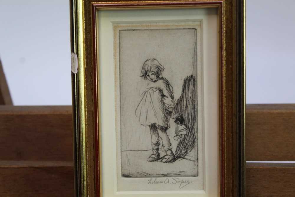 Eileen Soper (1905-1990) signed etching - The First Recitation, in glazed gilt frame, 9.5cm x 5cm