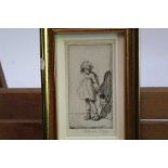 Eileen Soper (1905-1990) signed etching - The First Recitation, in glazed gilt frame, 9.5cm x 5cm