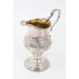 George III silver cream jug with engraved coronet and monogram