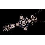 Edwardian style Belle Époque diamond and sapphire pendant necklace