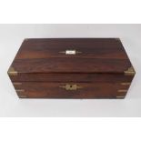 Victorian rosewood and brass bound writing slope