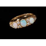 Victorian style opal and diamond ring