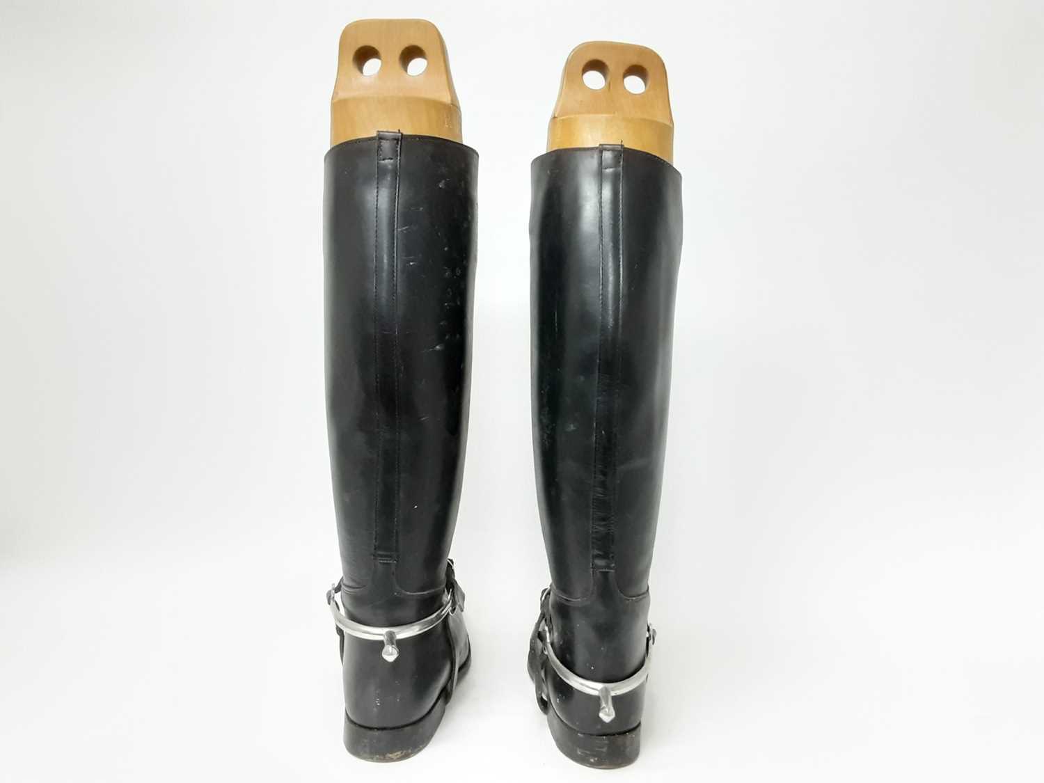 Pair of black leather hunting boots with trees - Image 2 of 4